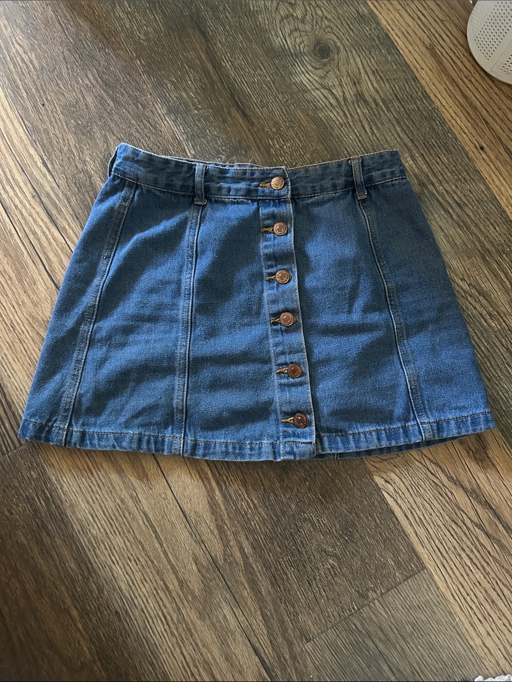 Forever 21 Blue Button-Front Denim Mini Skirt
